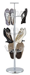 Vivo  3 Tier Revolving Shoe Rack Tree - Chrome - 29x29x100 cm Tidy Neat Boots