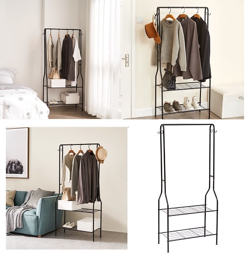 Vivo Clothes Rail Organiser with Two Shoe Storage Chelves