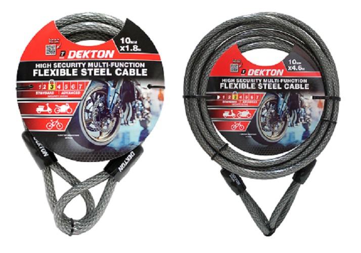 Dekton Steel Cable High Security Multi-Function Flexible Bicycle 10mm 4.6m/1.8m