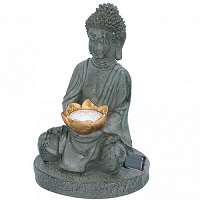 Add a review for: Garden Ornament Solar Powered Buddha Stone Effect Outdoor Statue LED Light 27cm