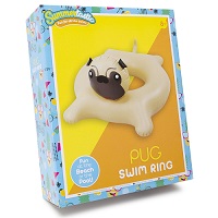   Inflatable Pug Swim Ring For Kids Summer Beach Pool Novelty Float Lilo Lounger