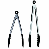  2 X Silicone Tongs 9" & 12" Non-slip Grip Cooking Serving Buffet Oven Salad BBQ