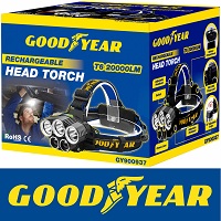 Goodyear Head Light Torch Lamp Headlamp Cree LED Rechargeable Flashlight 20000LM