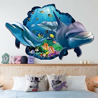   3D Large Dolphin Wall Sticker Bedroom Decal Fridge Mural Art Decor Nemo Water