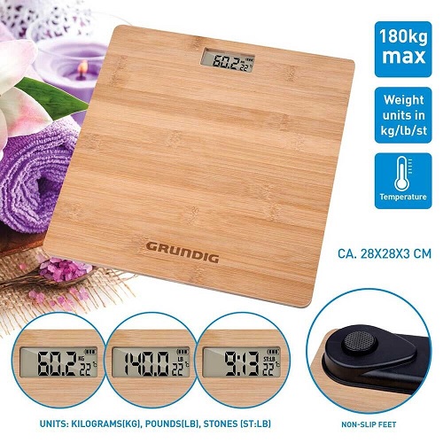 Wooden Bamboo Digital Body Bathroom Scale Weighing Analyser LCD Monitor 180Kg Lb