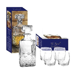 Whiskey Tumblers Bottle Boxed Set