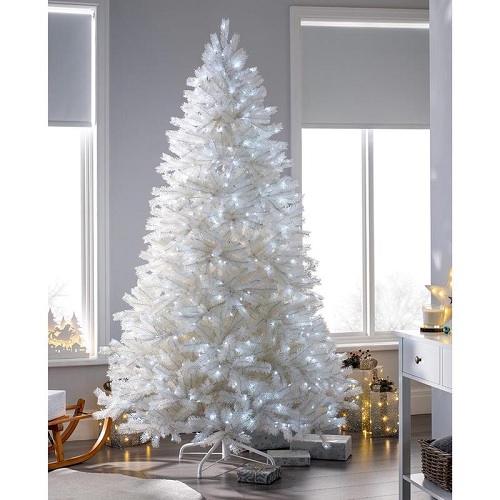 6 Feet Christmas Tree White Pine Artificial with Stand 100 LED